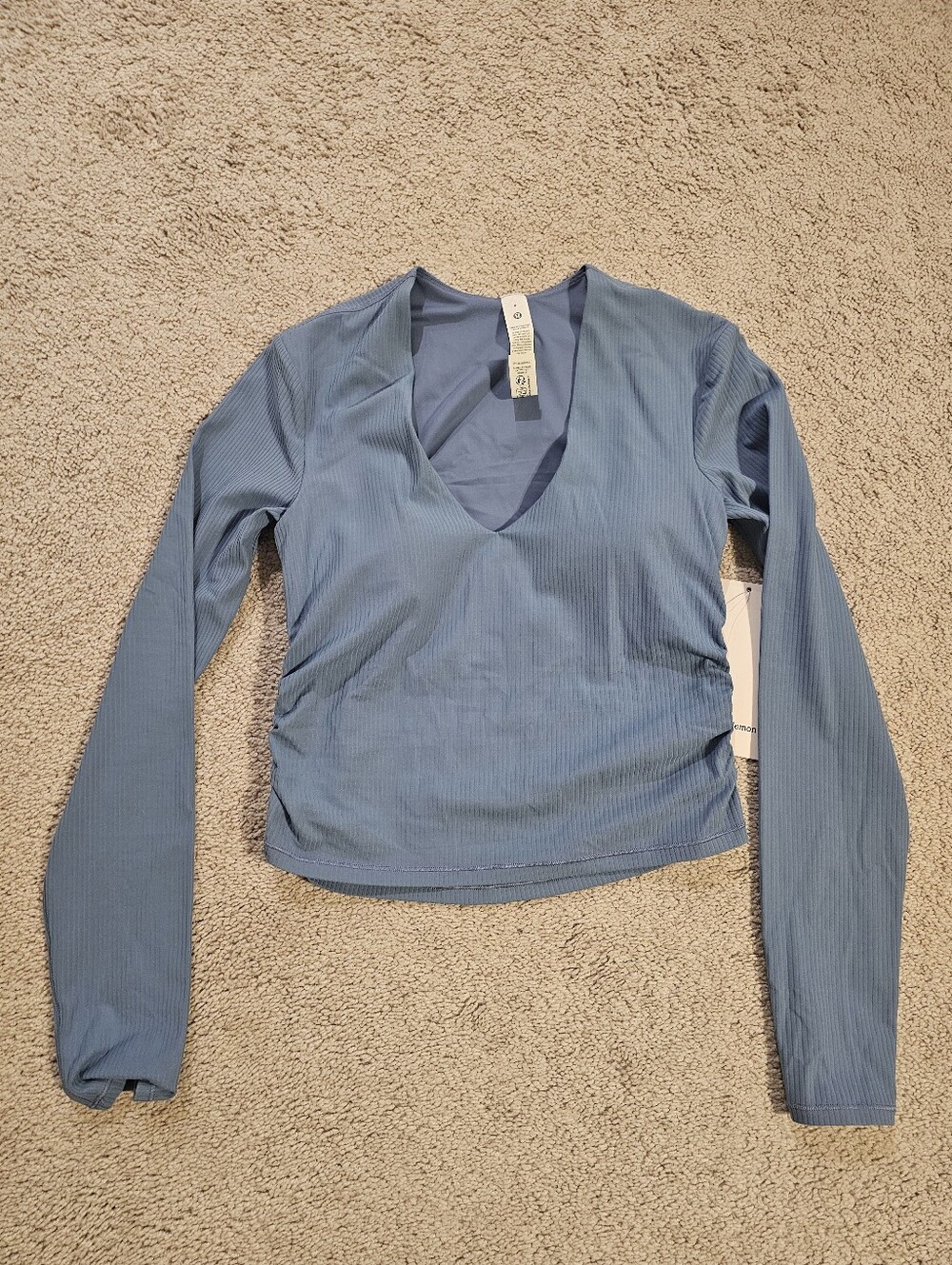 New Lululemon All It Takes V-neck LS Sz 8 Rib Nulu Top Brilliant Blue Sold Out